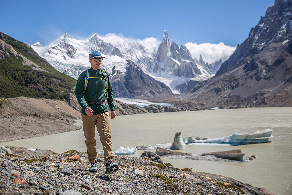 Salomon Predict Hike Mid GTX (hiking by glacial lake in Patagonia)